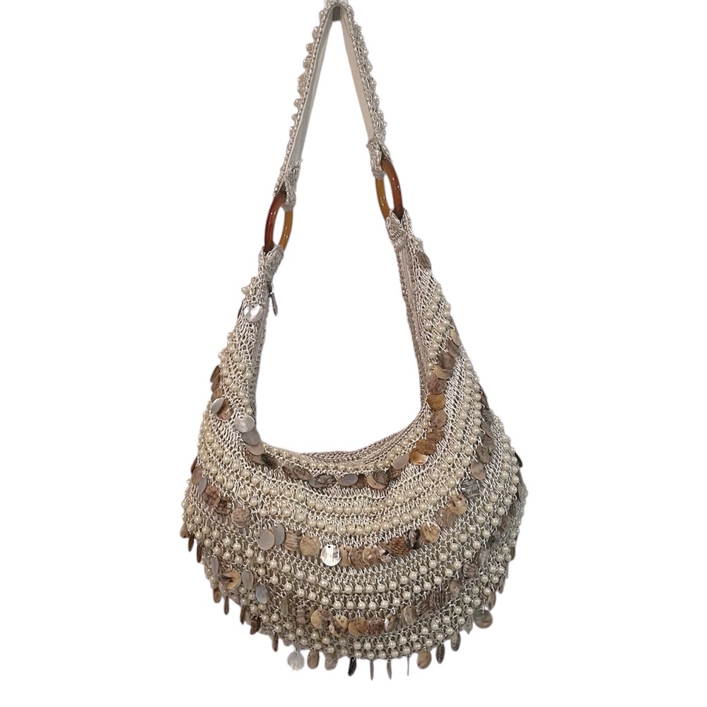 Vintage Silver and Brown Shoulder Bag